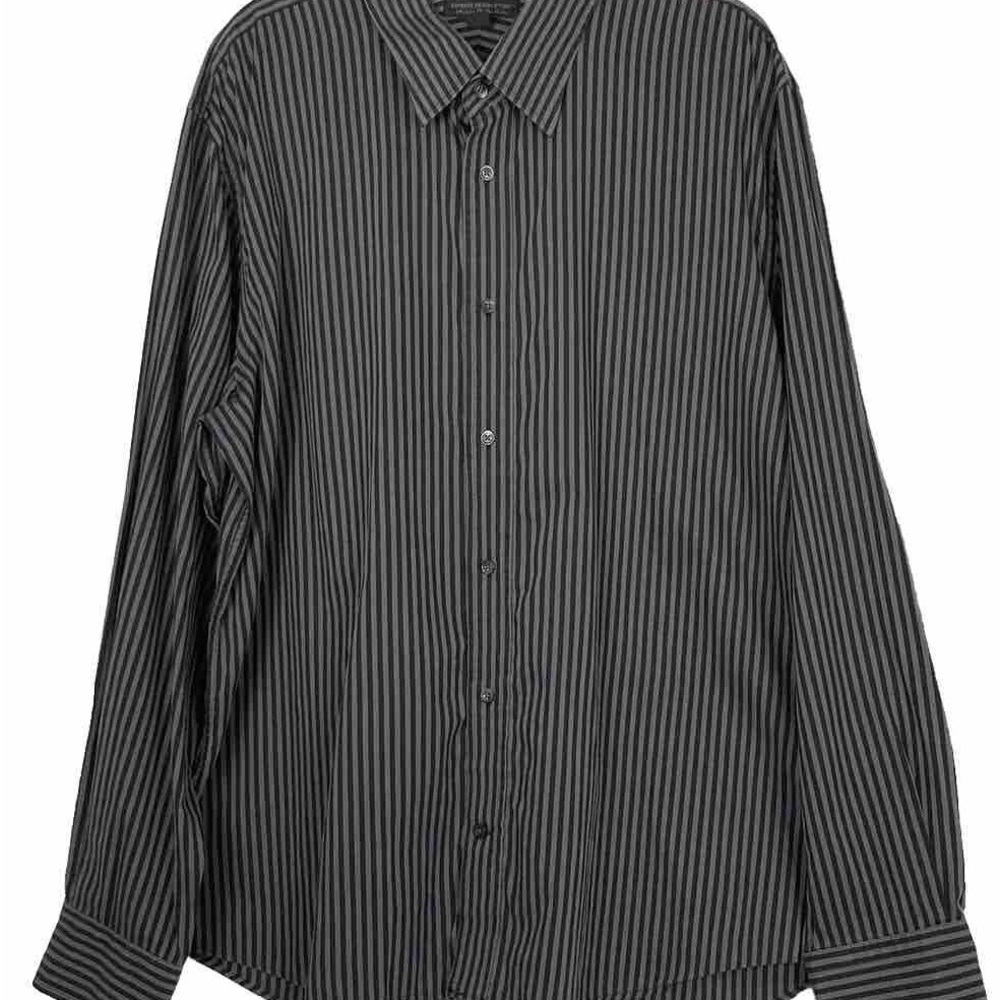 Express Design Studio Black Dress Shirt with Pinstripes